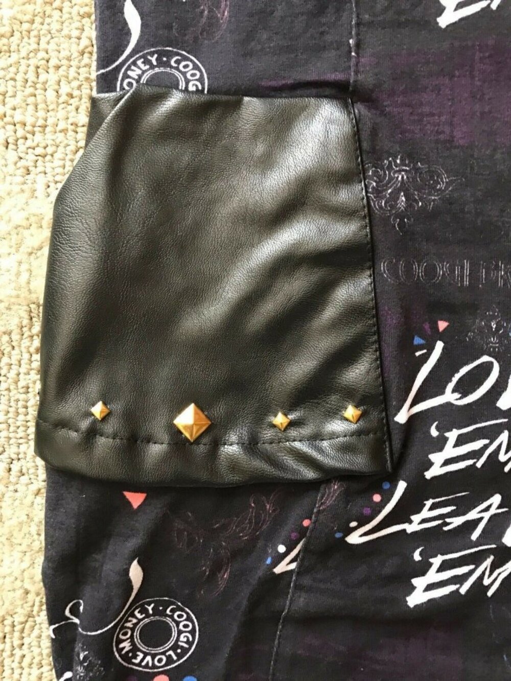 COOGI Love 'em Leave 'em Black Peplum Dress Leather Accent NWT - Picture 5 of 6